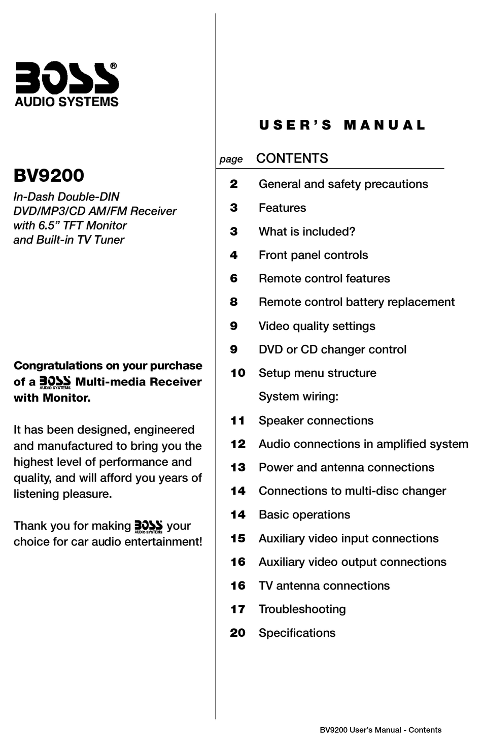 Boss ve 8 owners manual