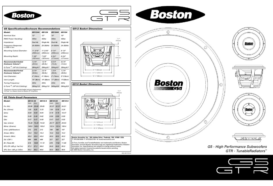 boston acoustics g5 12