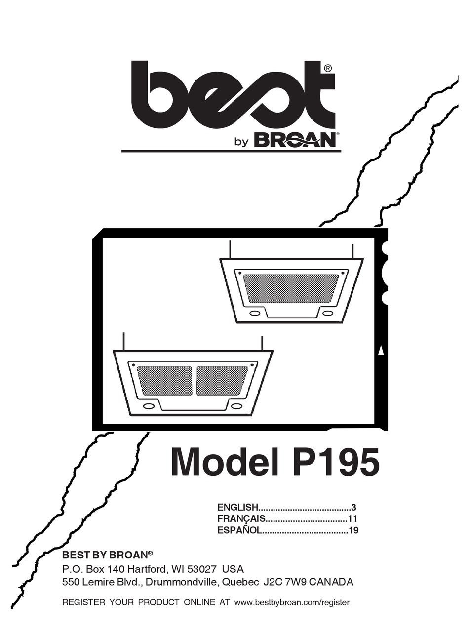 BROAN P195 VENTILATION HOOD USER MANUAL ManualsLib