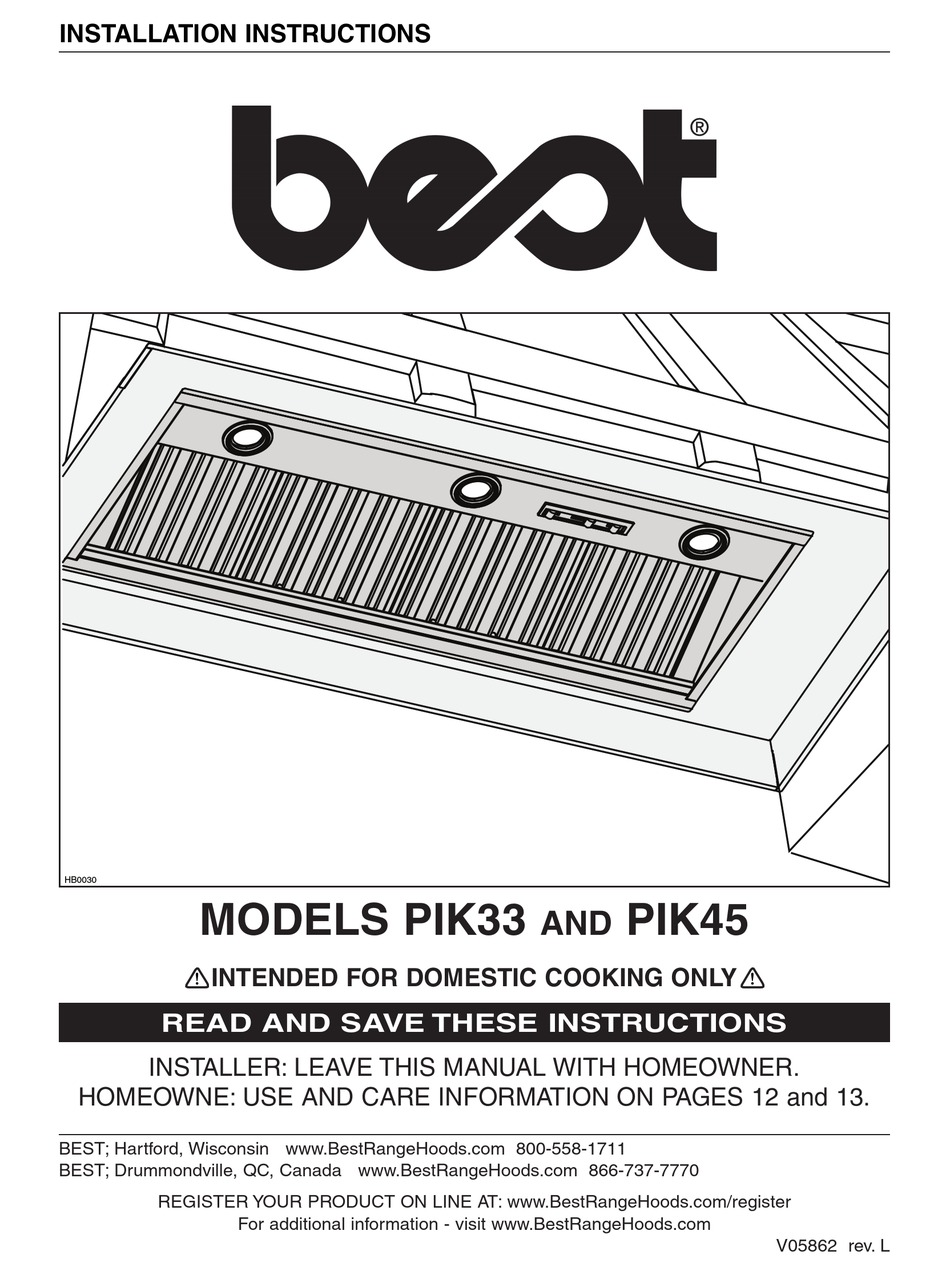 BEST PIK33 INSTALLATION INSTRUCTIONS MANUAL Pdf Download ManualsLib