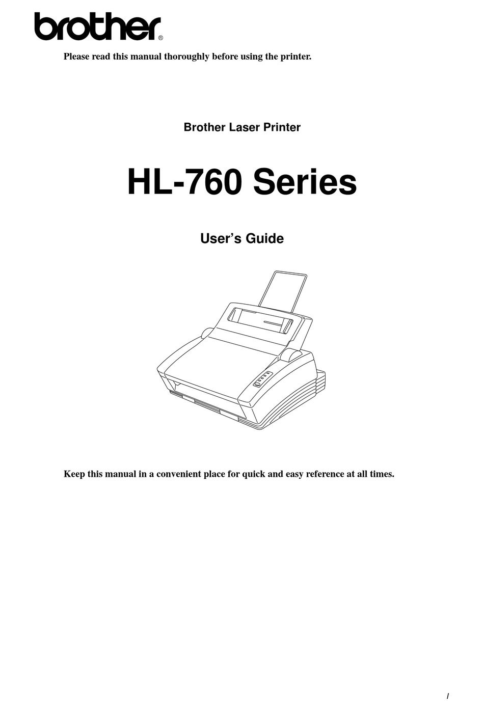 BROTHER HL-760 SERIES PRINTER USER MANUAL | ManualsLib