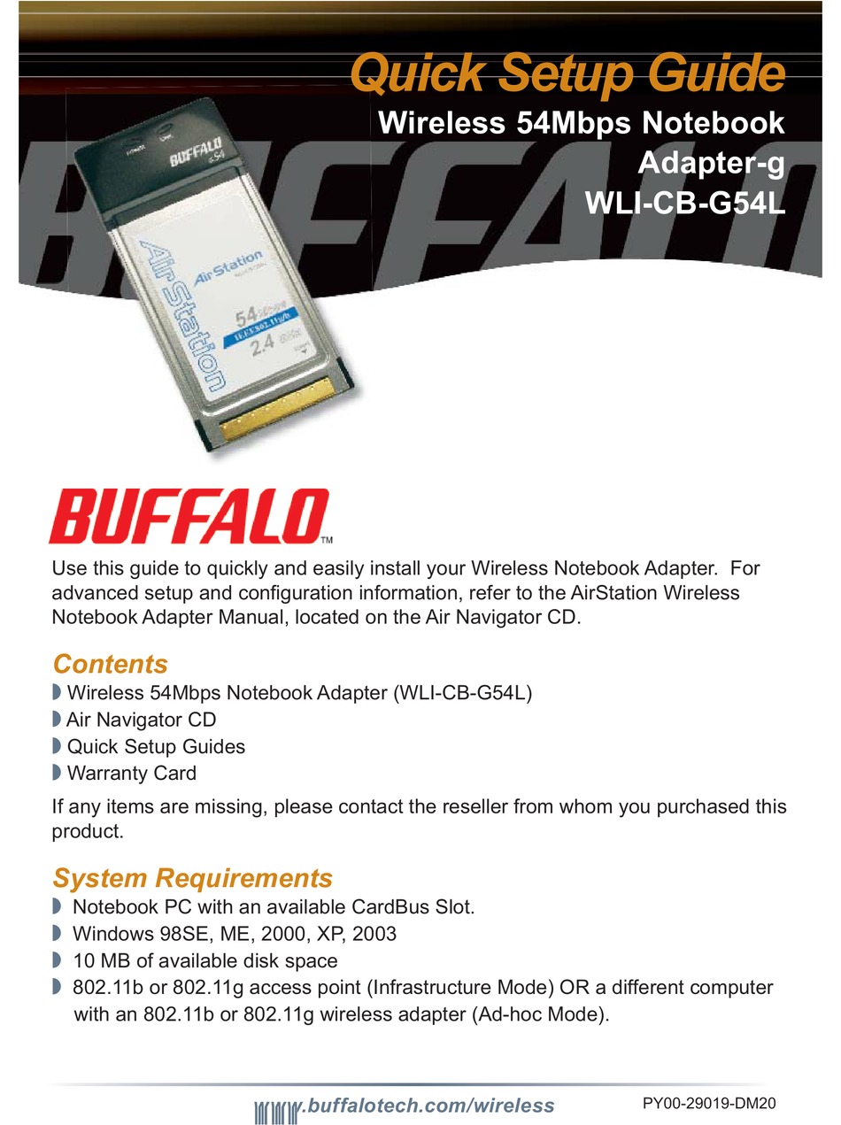 BUFFALO WLI-CB-G54L QUICK SETUP Pdf Download | ManualsLib