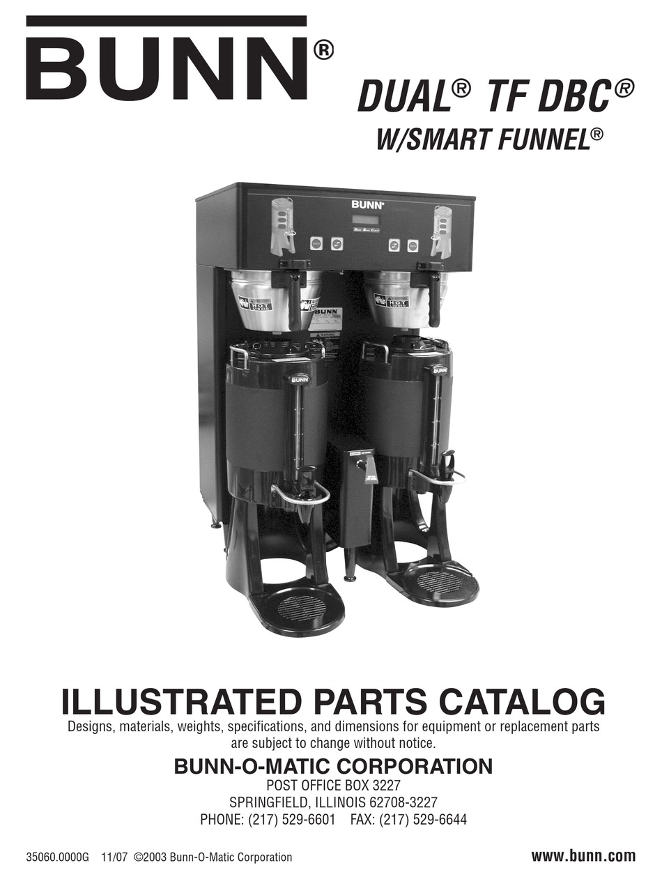 BUNN DUAL TF BREWWISE DBC ILLUSTRATED PARTS CATALOG Pdf Download