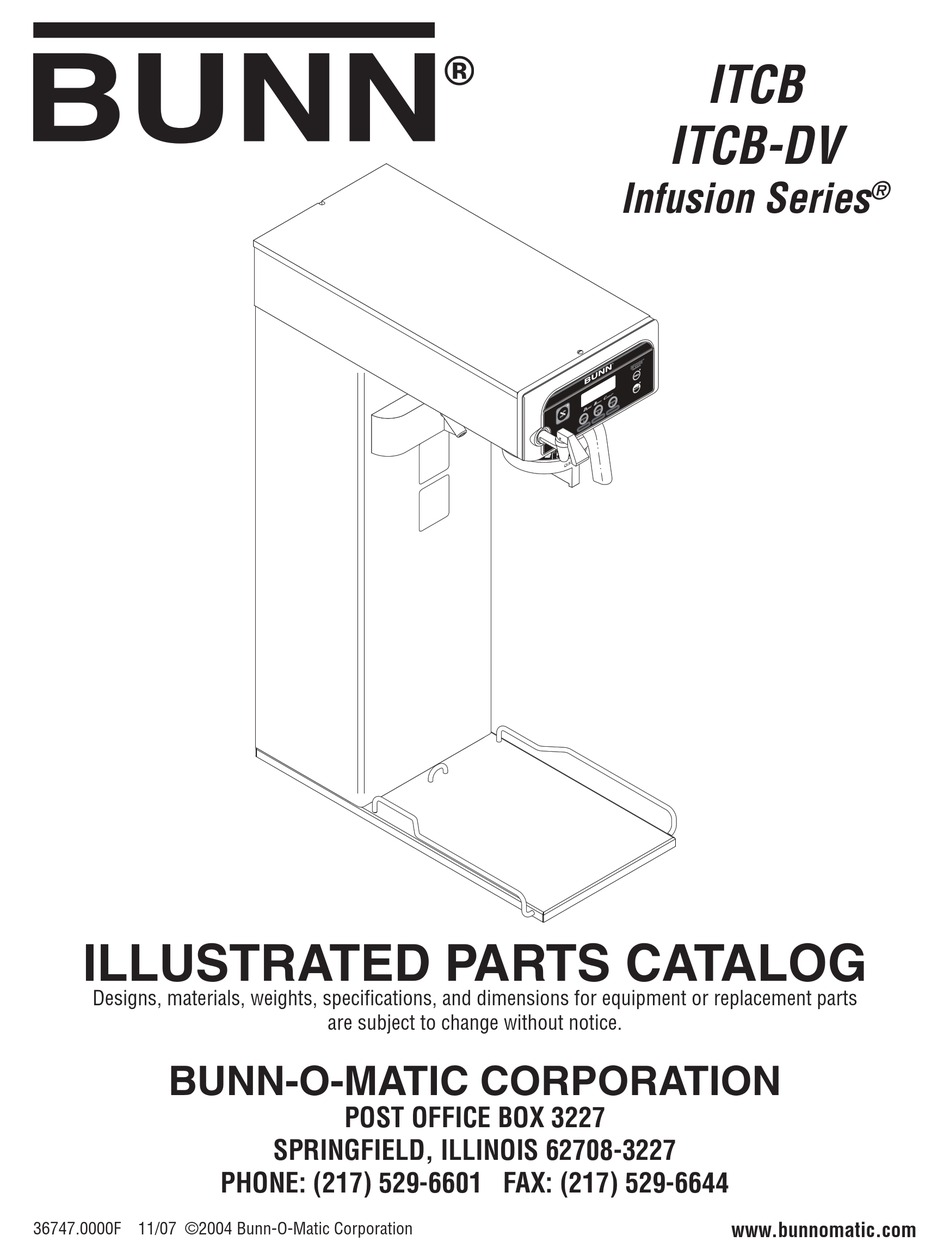 BUNN ITCB ILLUSTRATED PARTS CATALOG Pdf Download | ManualsLib