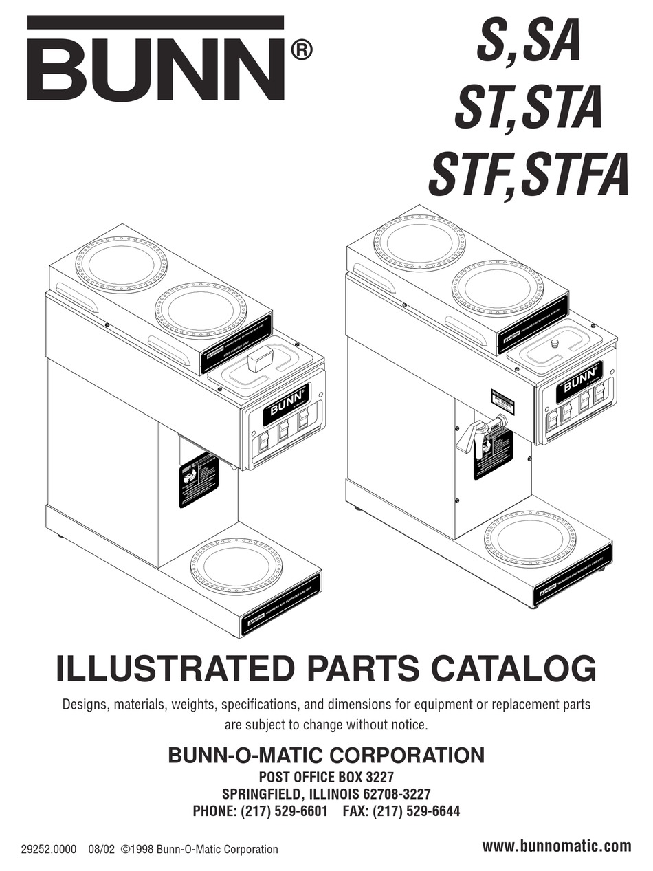 Bunn Sa Illustrated Parts Catalog Pdf Download Manualslib