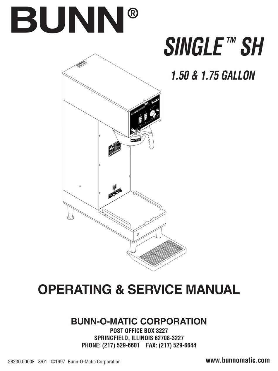 BUNN SINGLE SH COFFEE MAKER OPERATING 