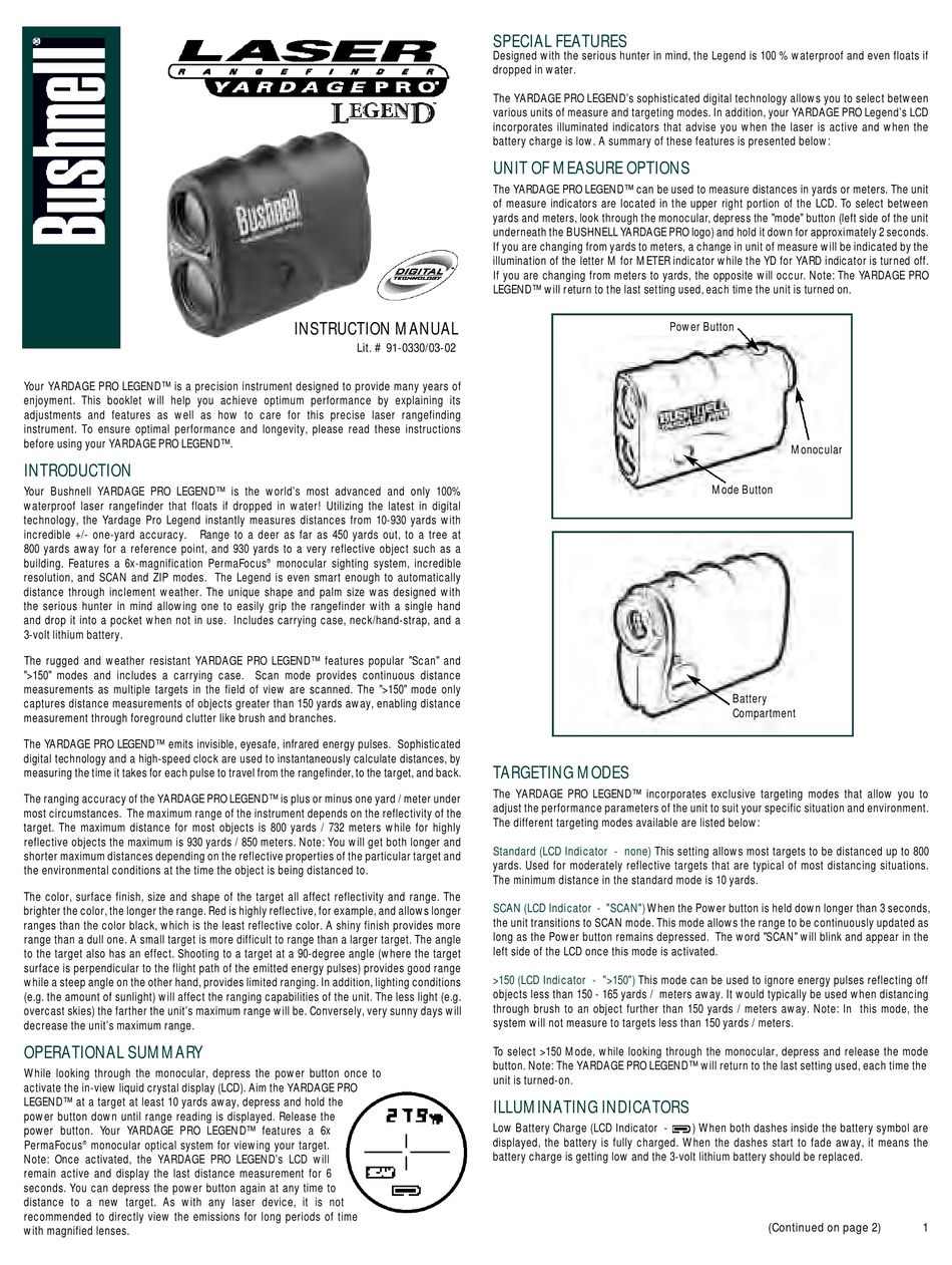 BUSHNELL 200003W INSTRUCTION MANUAL Pdf Download ManualsLib