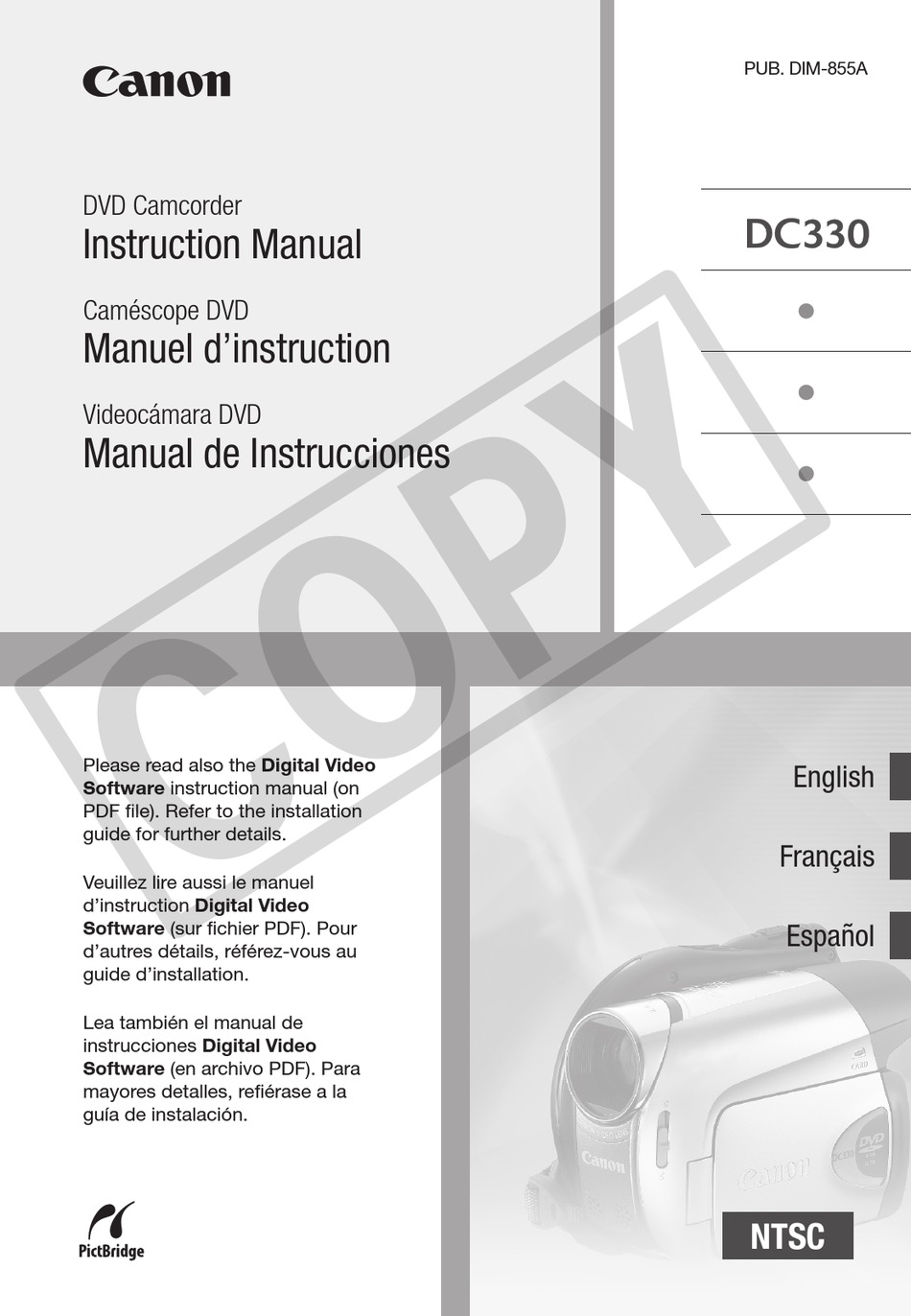 Canon Dc330 Instruction Manual Pdf Download Manualslib