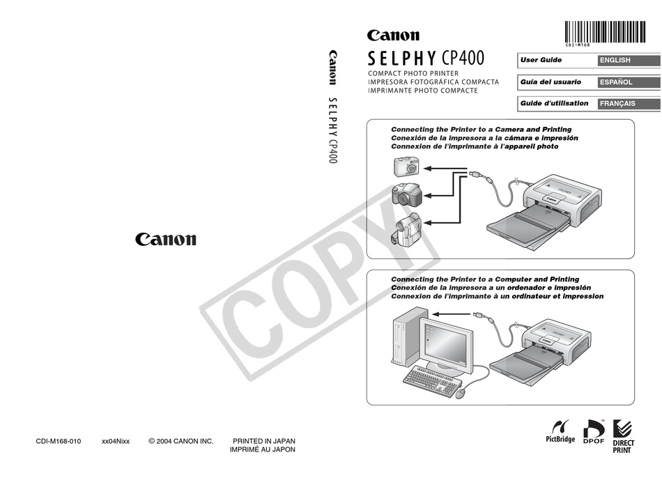 CANON SELPHY CP400 USER MANUAL Pdf Download | ManualsLib