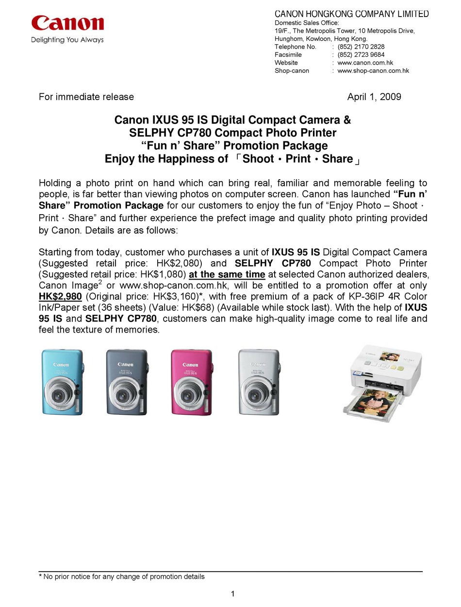 Canon Selphy Cp780 Printer Supplementary Manual Manualslib 2876