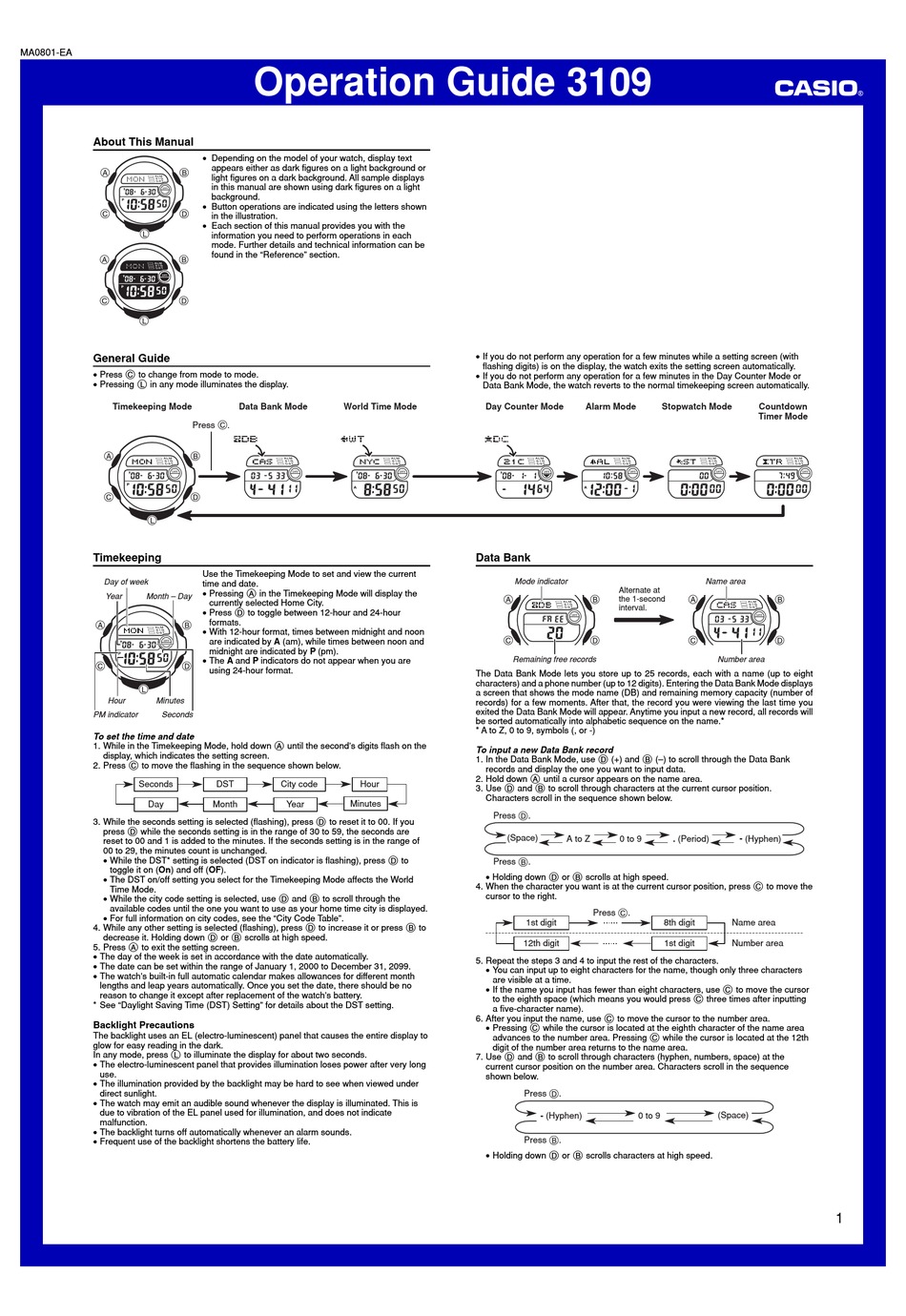 CASIO BABYG BG169DB4 WATCH OPERATION MANUAL ManualsLib