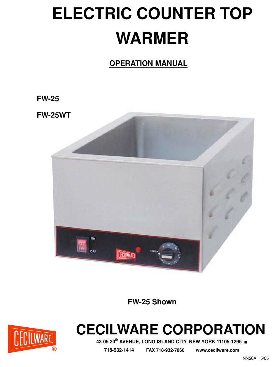CECILWARE FW25 FOOD WARMER OPERATION MANUAL ManualsLib