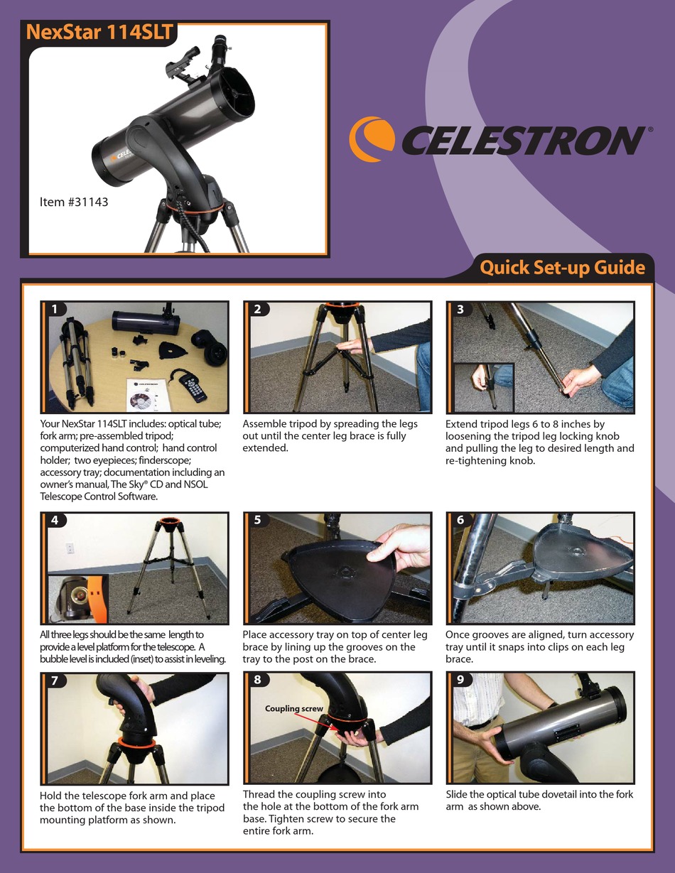 CELESTRON NEXSTAR 114SLT TELESCOPE QUICK SETUP MANUAL ManualsLib
