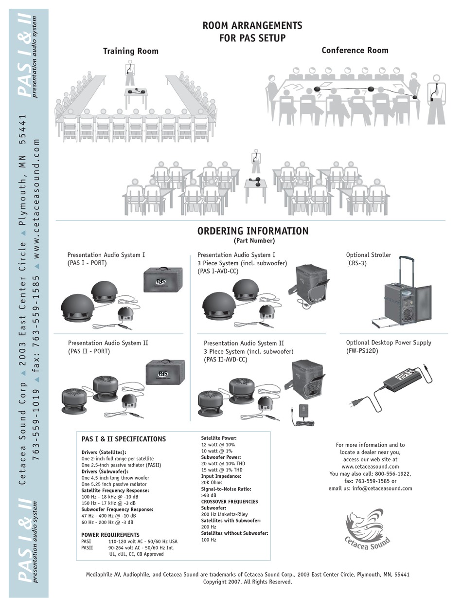CETACEA SOUND PAS I SPEAKER BROCHURE & SPECS ManualsLib