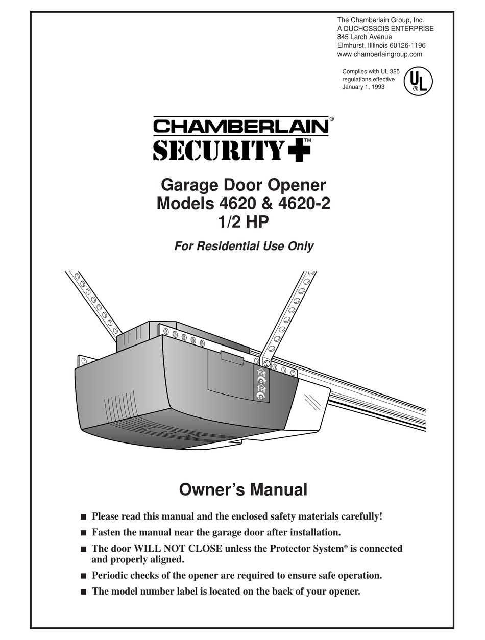 CHAMBERLAIN SECURITY+ 4620 GARAGE DOOR OPENER OWNER'S MANUAL | ManualsLib  Chamberlain 4620 Lighting Wiring Diagram    ManualsLib