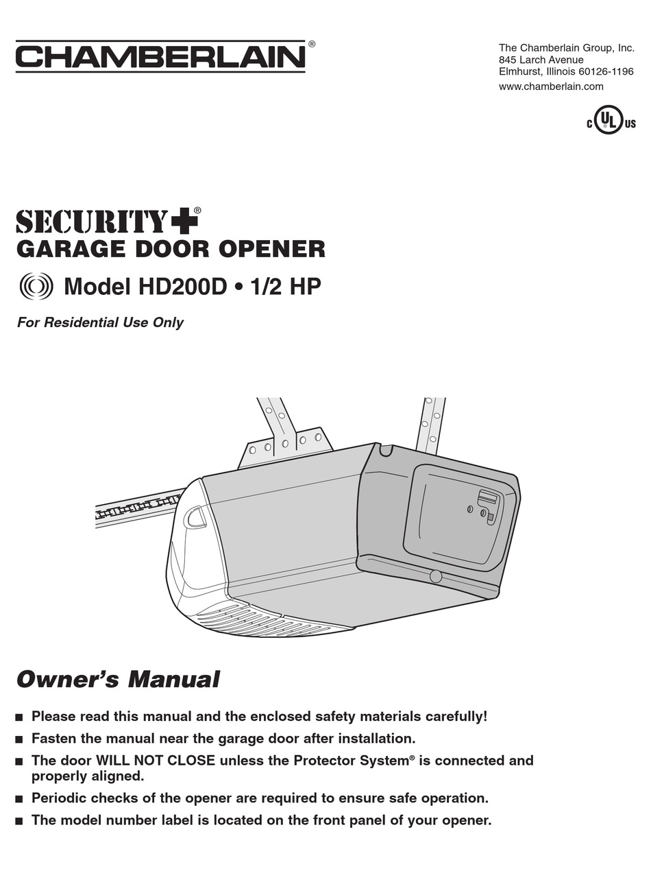 Chamberlain Garage Door Opener Manual Hd900d Dandk Organizer