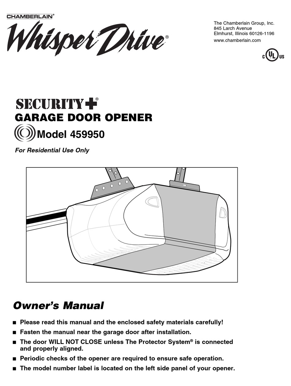 Chamberlain Whisper Drive Security 459950 Owner S Manual Pdf Download Manualslib [ 1259 x 950 Pixel ]
