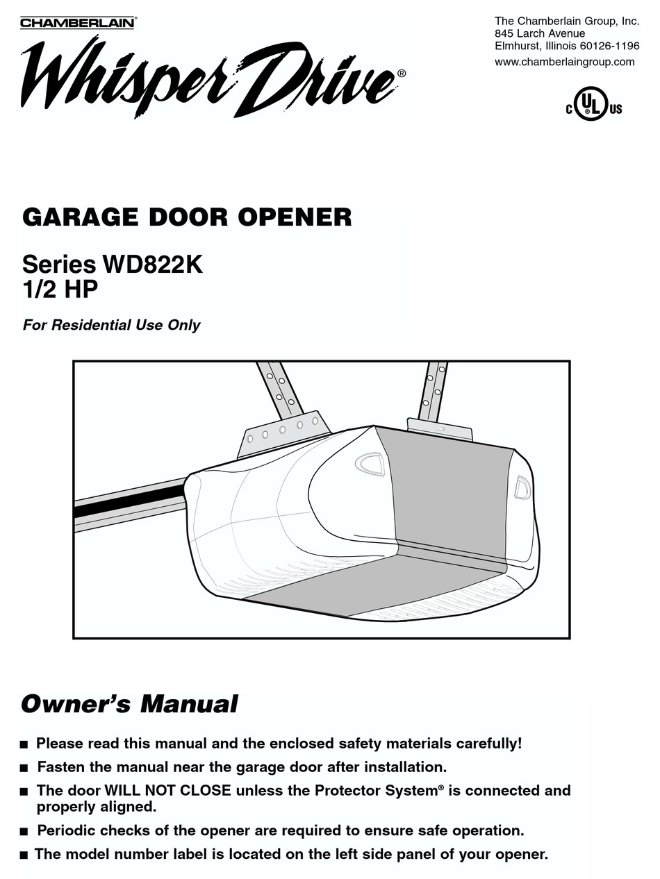 chamberlain whisper drive plus manual