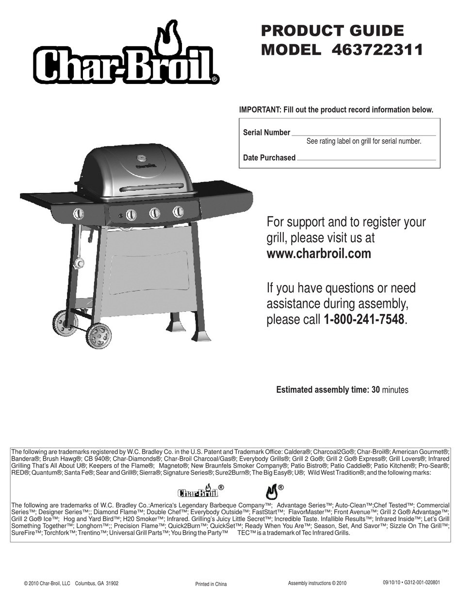 CHAR BROIL 463722311 GRILL PRODUCT MANUAL ManualsLib