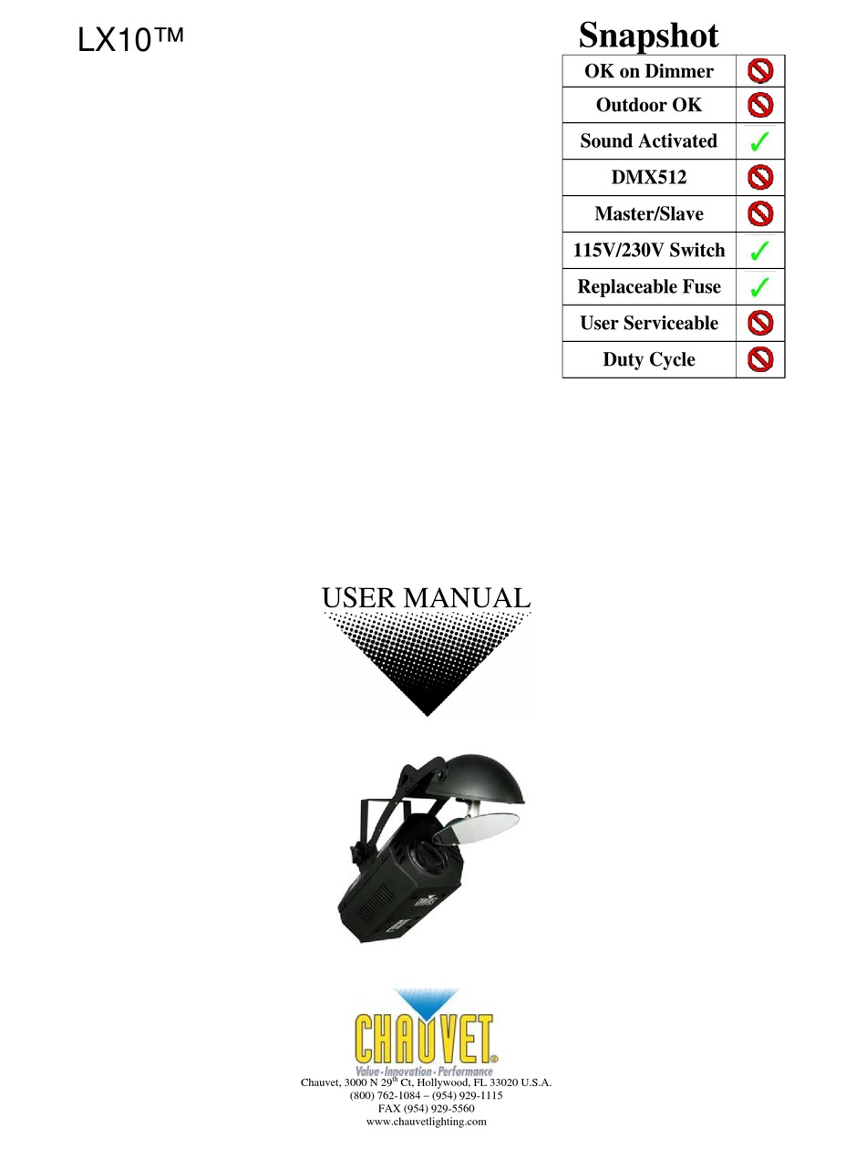 CHAUVET LX10 USER MANUAL Pdf Download | ManualsLib