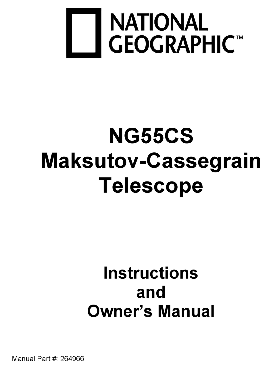 NATIONAL GEOGRAPHIC NG55CS TELESCOPE INSTRUCTIONS AND OWNER'S MANUAL ManualsLib
