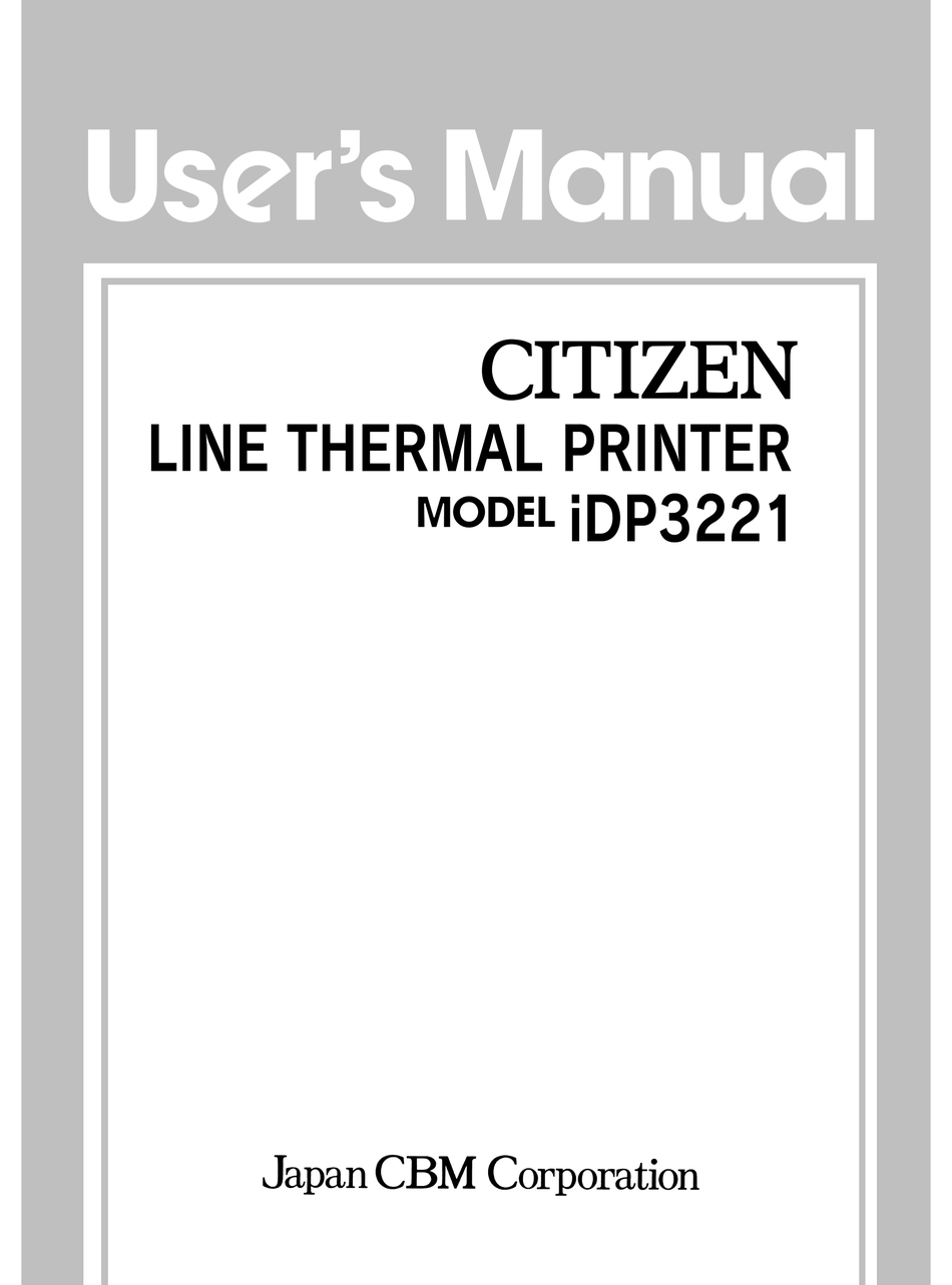 Citizen Idp 3221 Series User Manual Pdf Download Manualslib