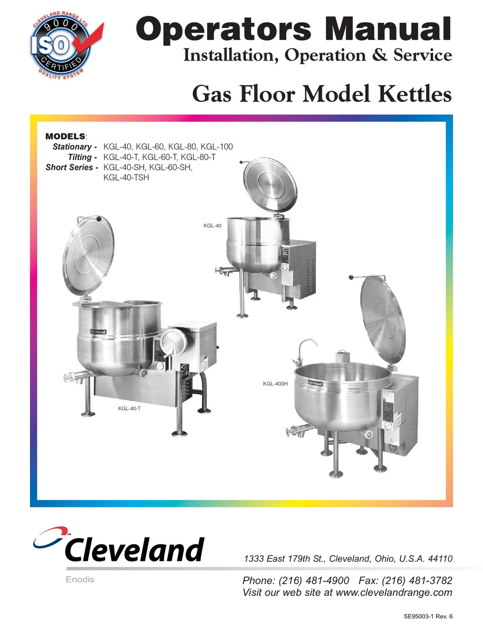 CLEVELAND KGL100 KETTLE OPERATOR'S MANUAL ManualsLib