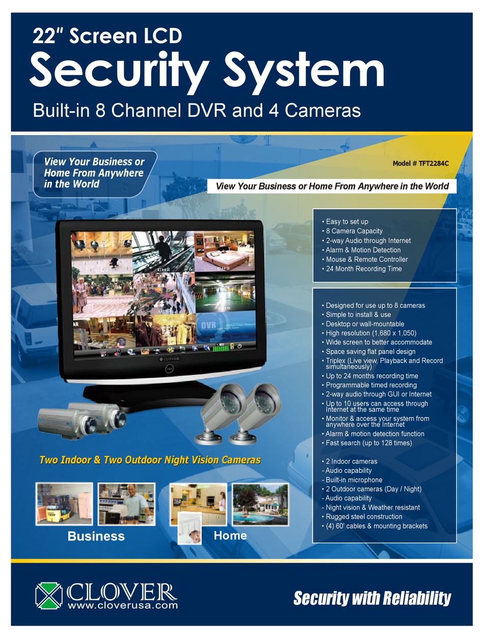 CLOVER TFT2284C SECURITY SYSTEM SPECIFICATIONS ManualsLib