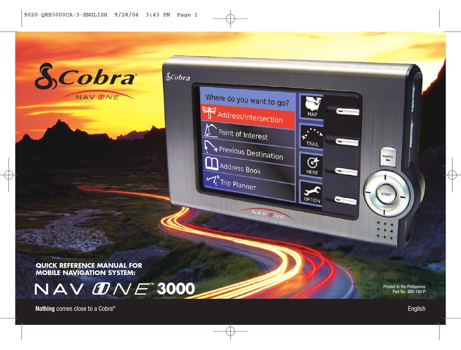 COBRA NAVONE 3000 GPS QUICK REFERENCE MANUAL ManualsLib