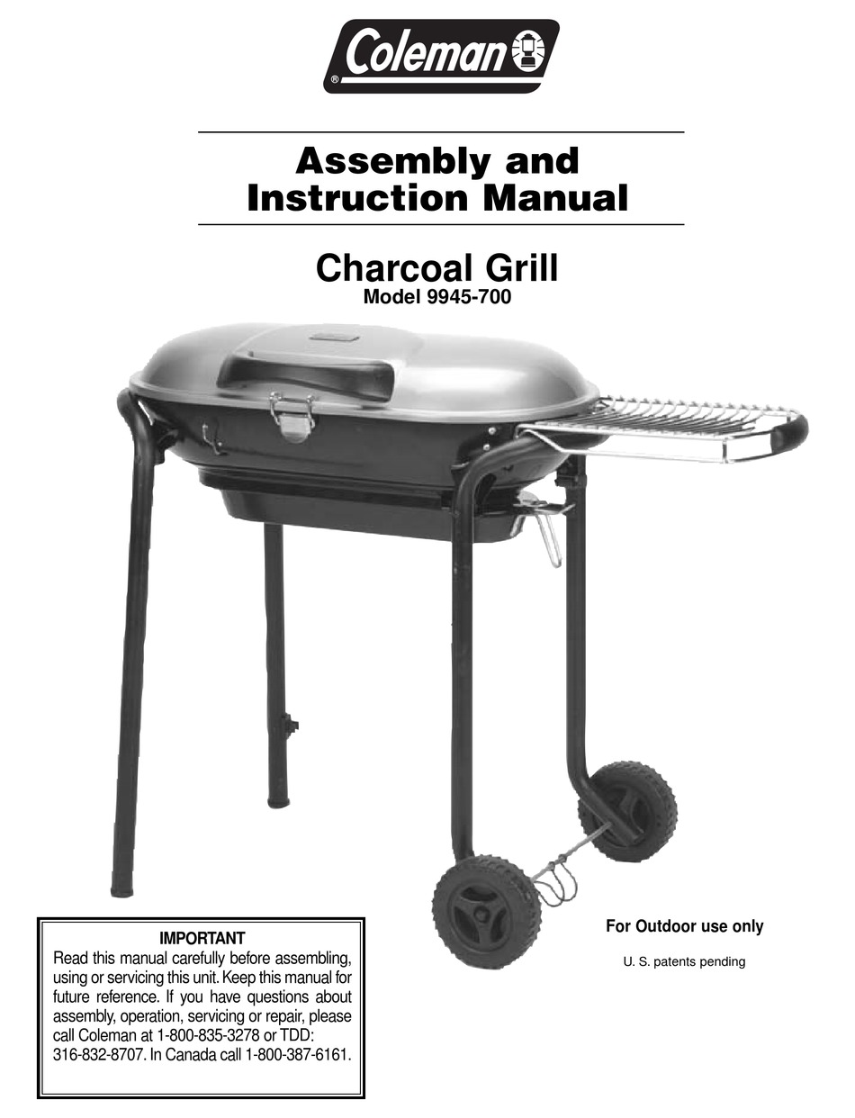 COLEMAN ROADTRIP 9945700 GRILL ASSEMBLY AND INSTRUCTION MANUAL