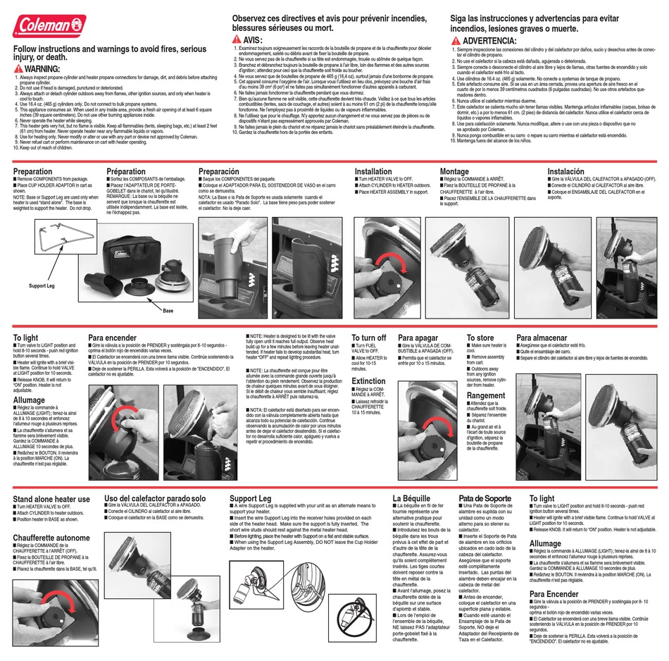 COLEMAN 5033750 GAS HEATER INSTRUCTIONS FOR USE ManualsLib