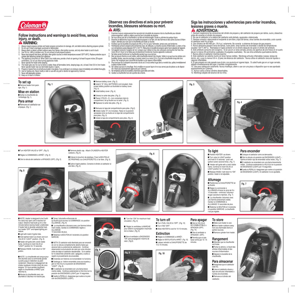 COLEMAN 5053751 GAS HEATER INSTRUCTIONS FOR USE ManualsLib