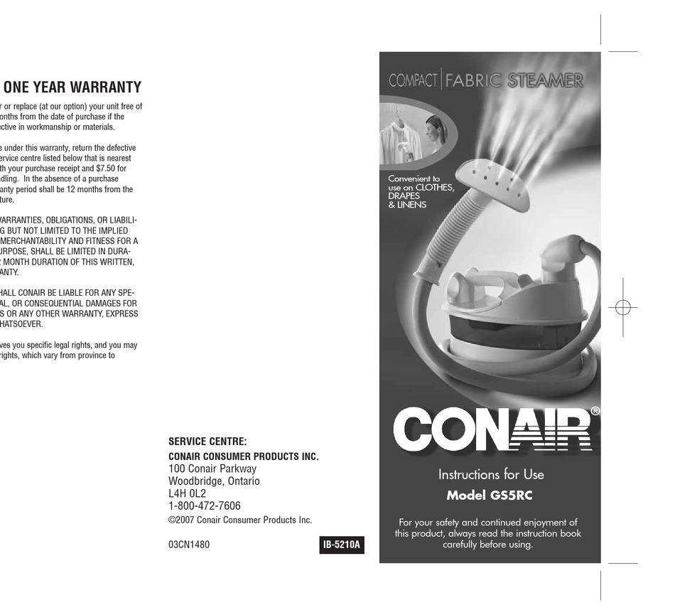 conair steamer gs5r