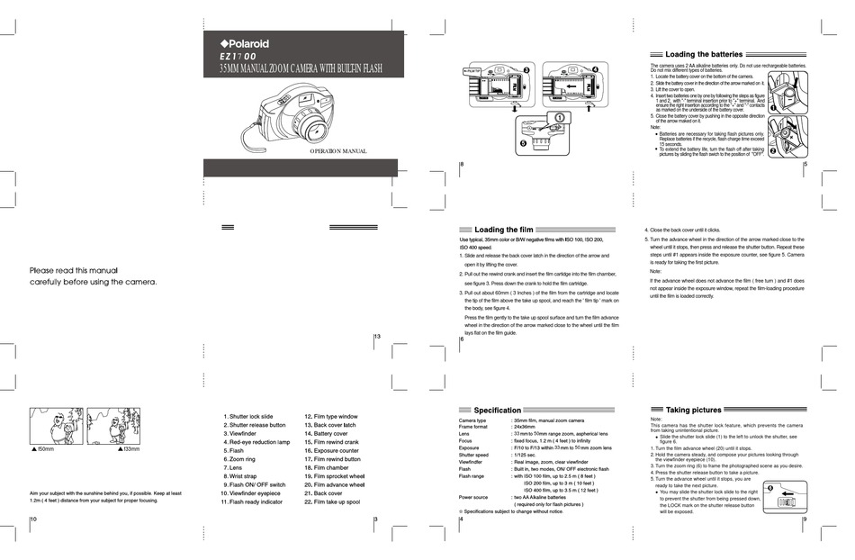 POLAROID EZ1700 DIGITAL CAMERA OPERATION MANUAL ManualsLib