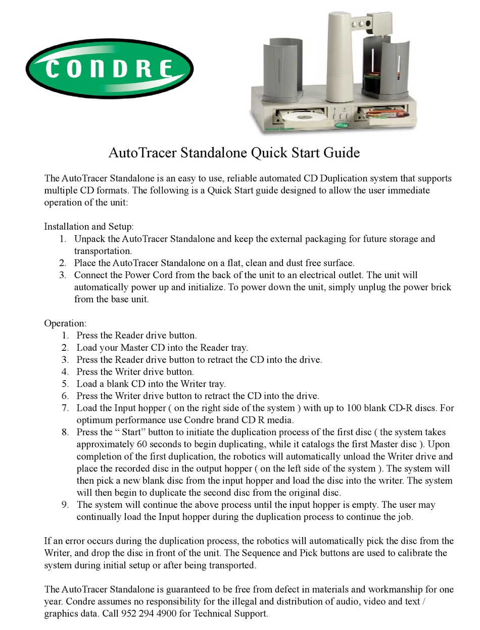 CONDRE AUTOTRACER NAS DISC DUPLICATOR QUICK START MANUAL ManualsLib