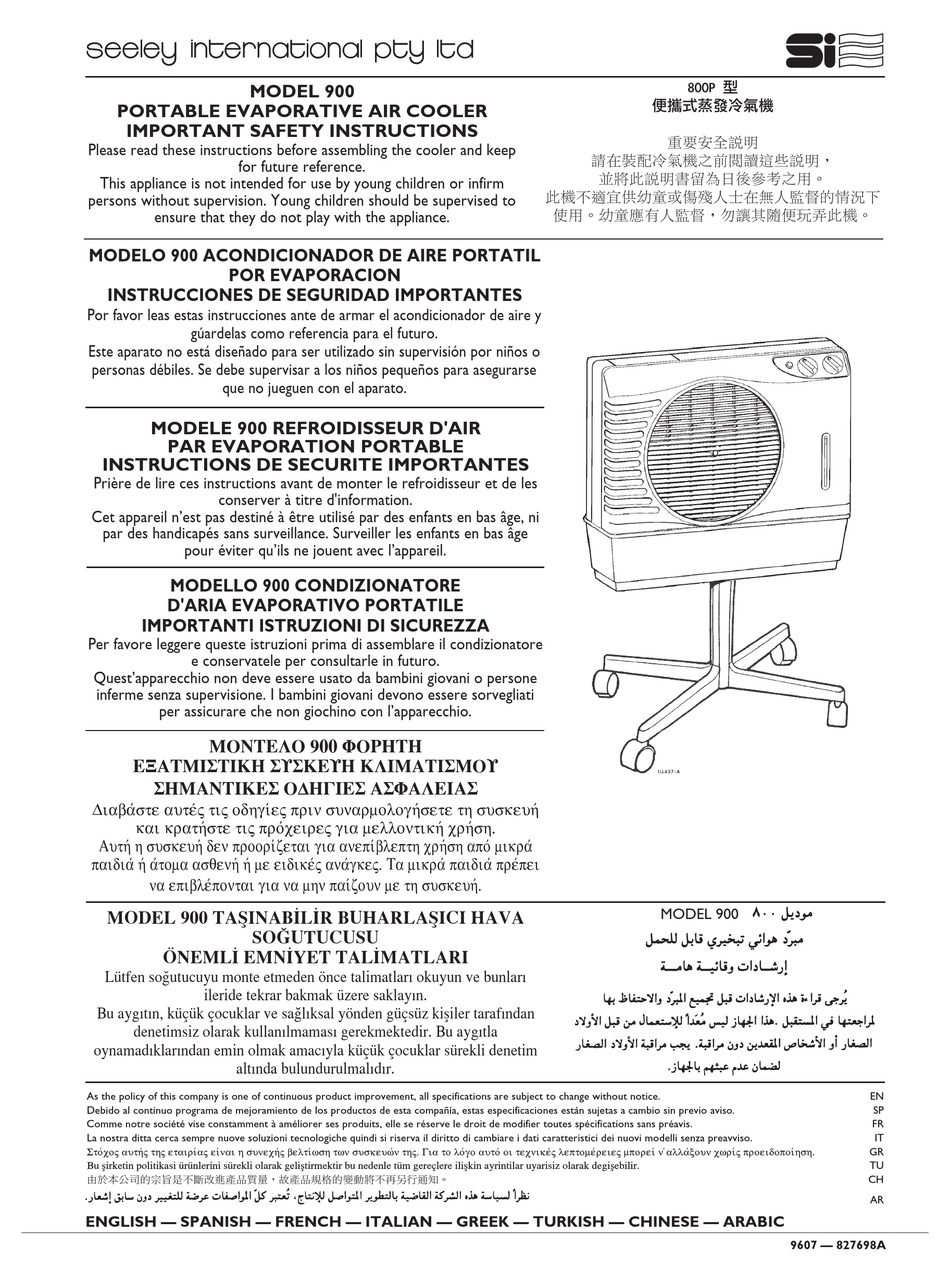 Seeley Prestige 900 Air Conditioner Important Safety Instructions Manual |  Manualslib