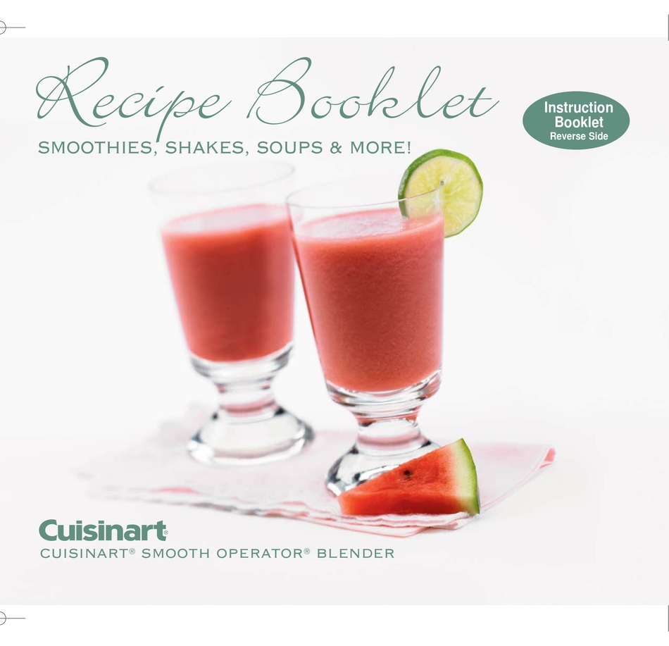 CUISINART SMOOTH OPERATOR SMO56 BLENDER INSTRUCTION AND RECIPE BOOKLET