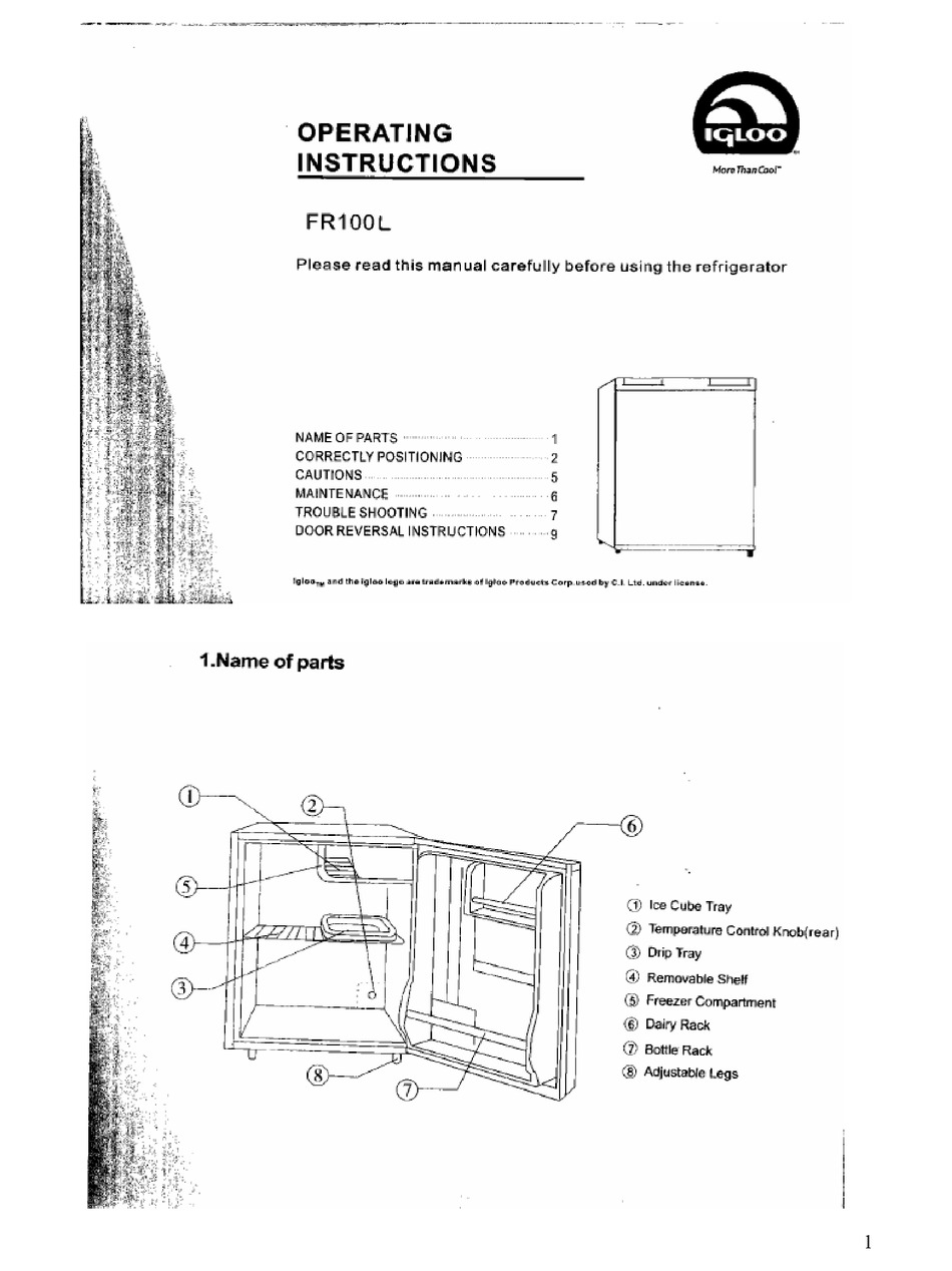 Igloo Refrigerator Manual / Igloo Mini Fridge Red Retro 6 Can 4 Liter ...
