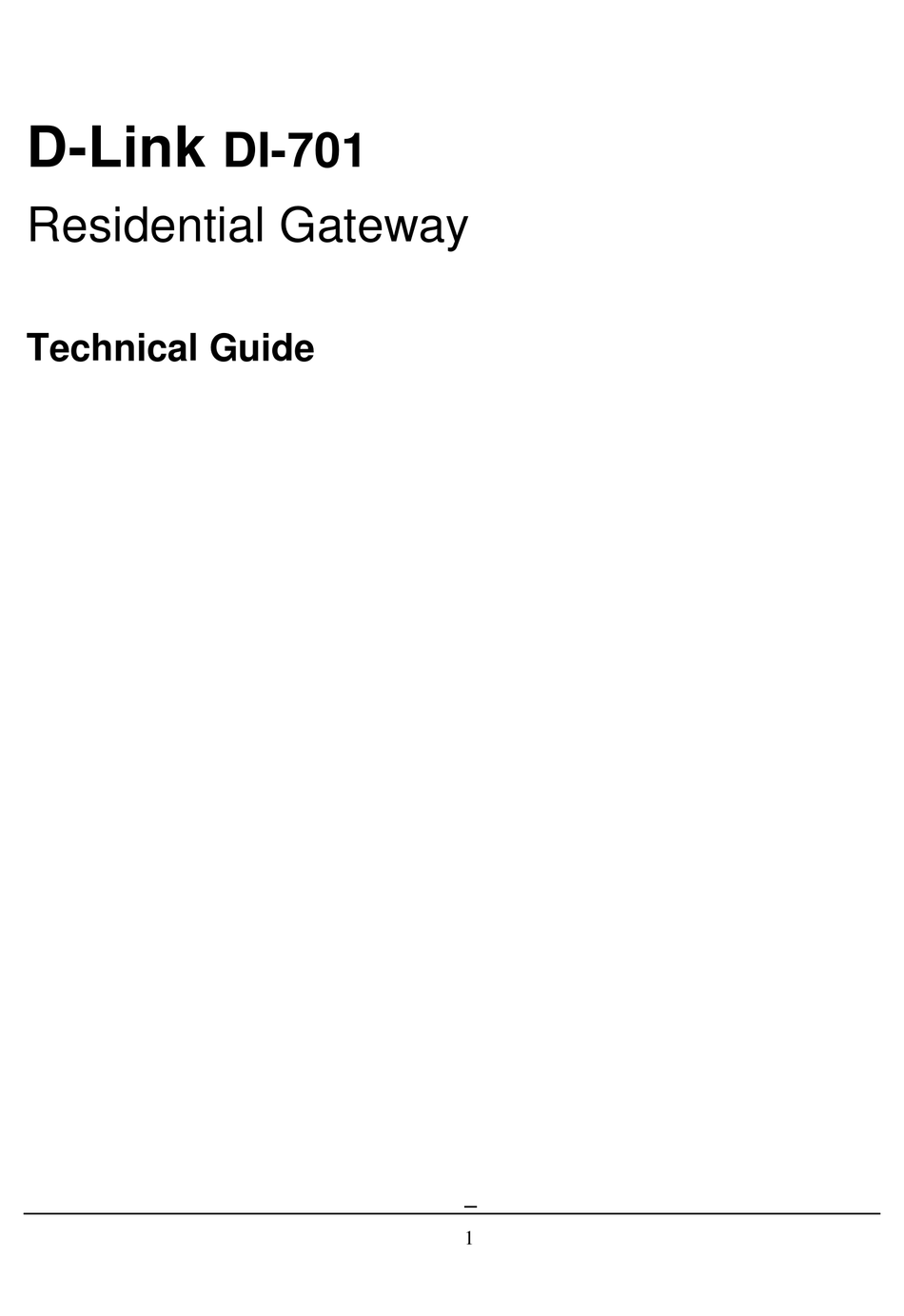 D-LINK DI-701 GATEWAY TECHNICAL MANUAL | ManualsLib