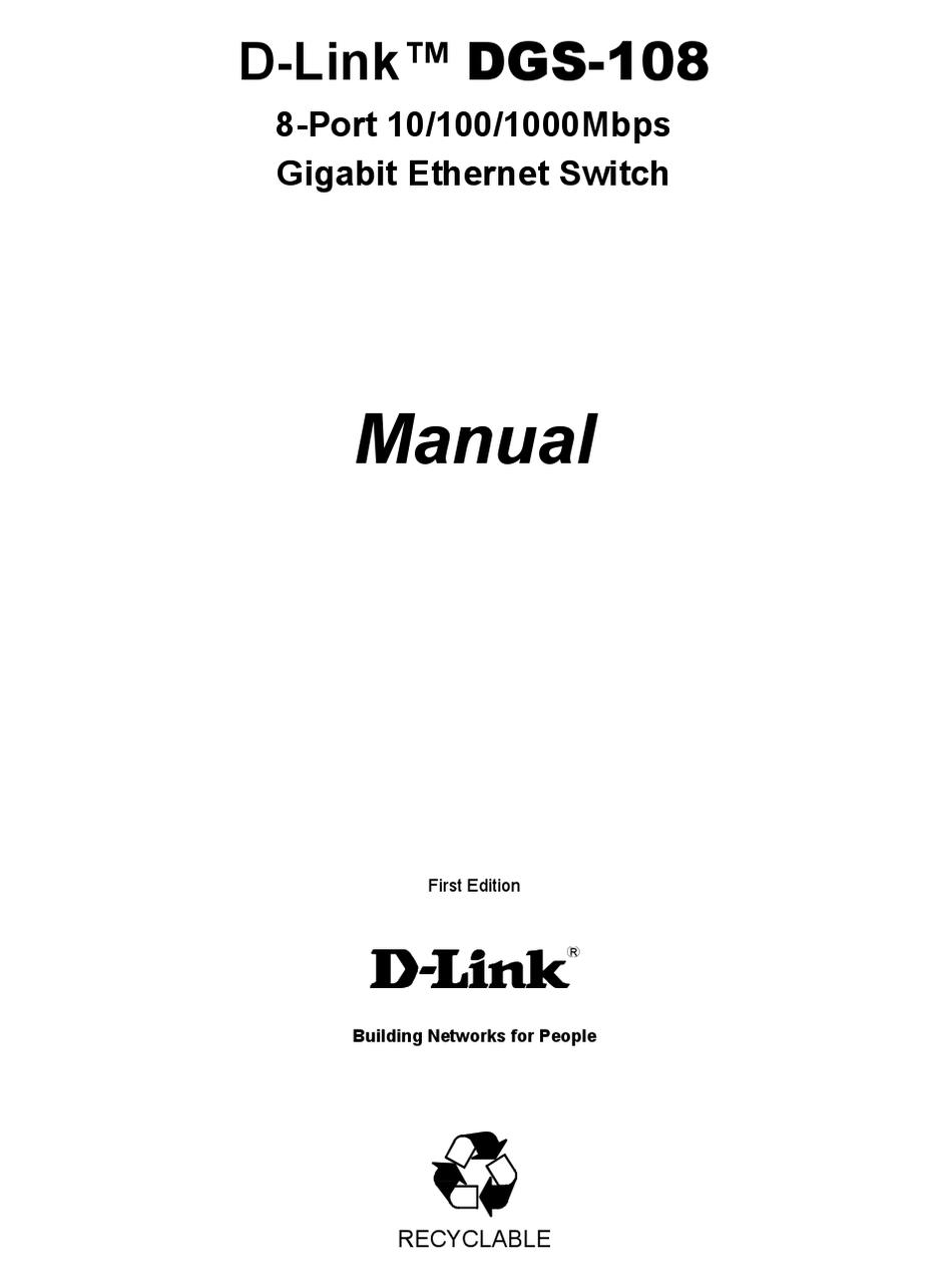 D-LINK DGS-108 USER MANUAL Pdf Download | ManualsLib
