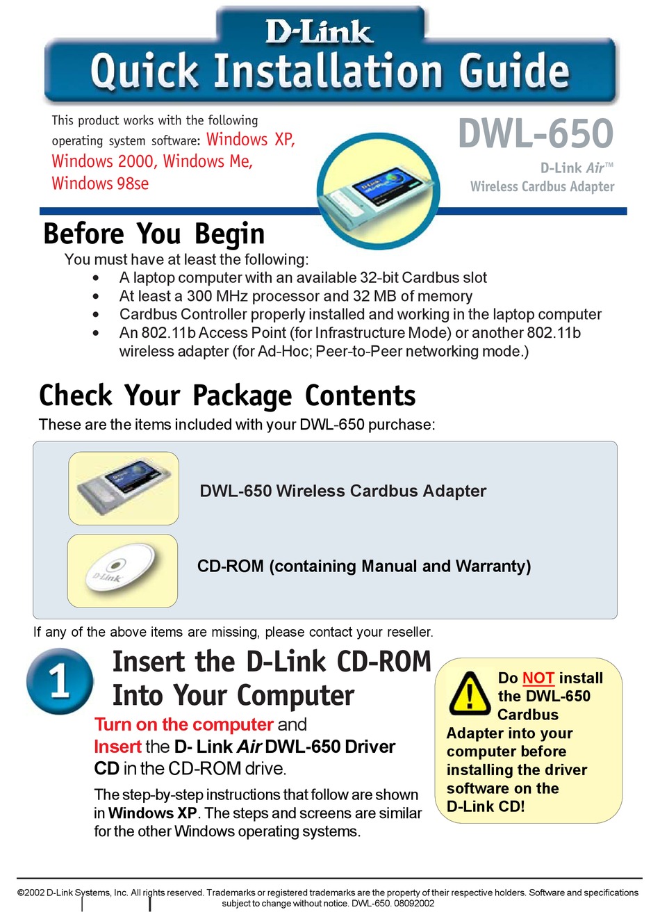 Wireless CardBus Card D-Link D-Link DWL-650 für Laptop 