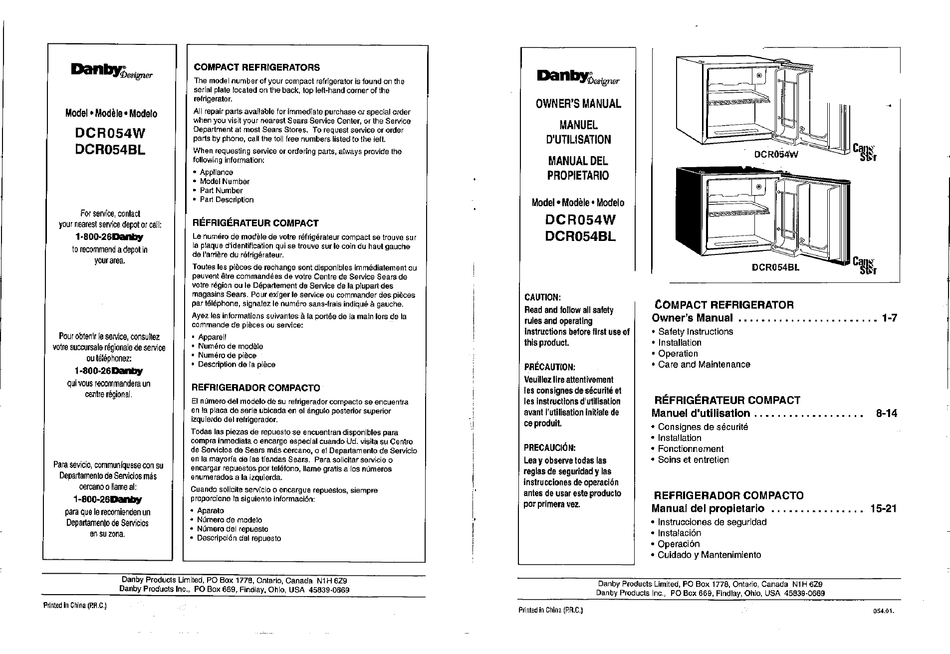 Danby Dcr054 Owner S Manual Pdf Download Manualslib