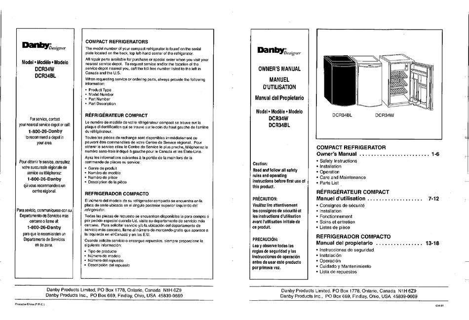 50+ Danby refrigerator owners manual info