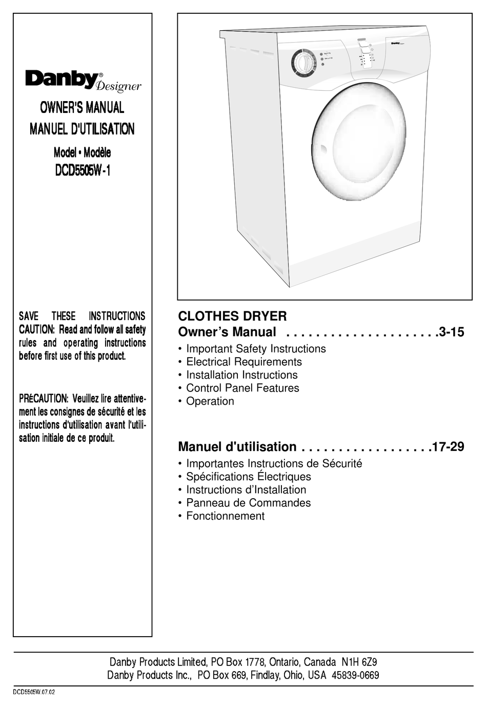 Danby Washer Dryer Combo Manual