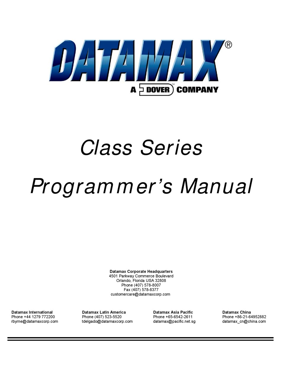 Datamax A 4310 Programmer S Manual Pdf Download Manualslib