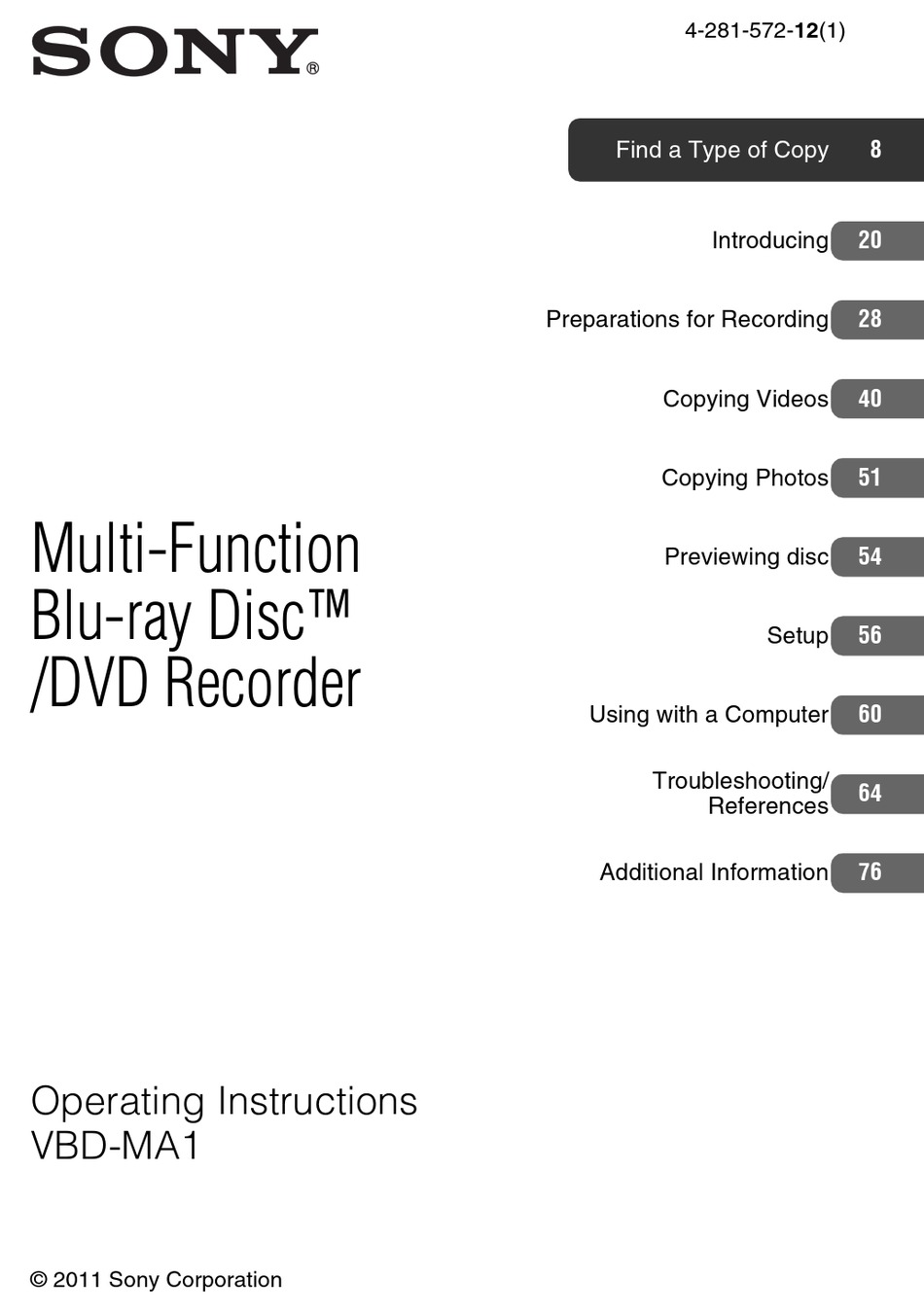 One Touch Disc Burn - Sony VBD-MA1 Operating Instructions Manual 