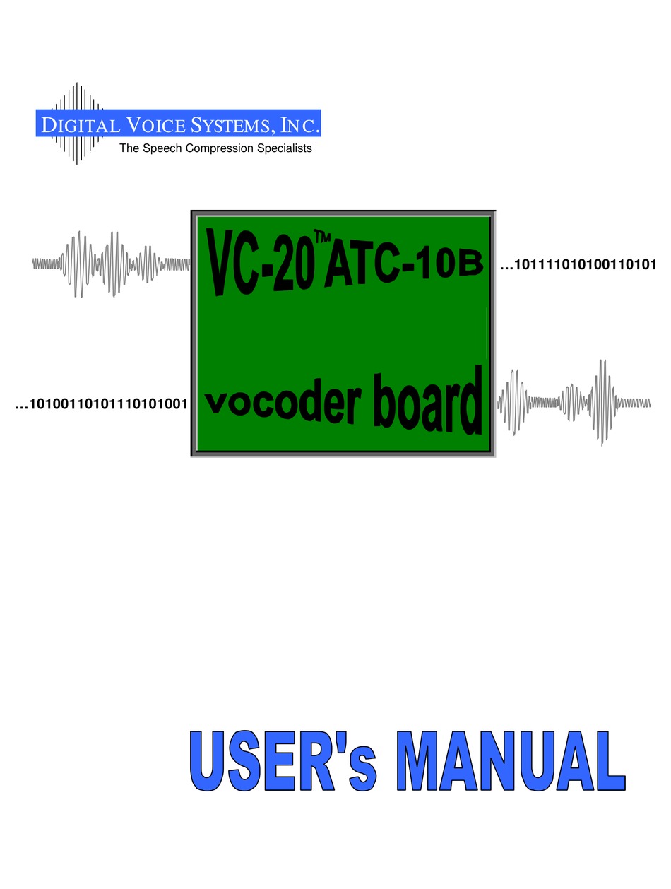 DIGITAL VOICE SYSTEMS VC20ATC10B USER MANUAL Pdf Download ManualsLib