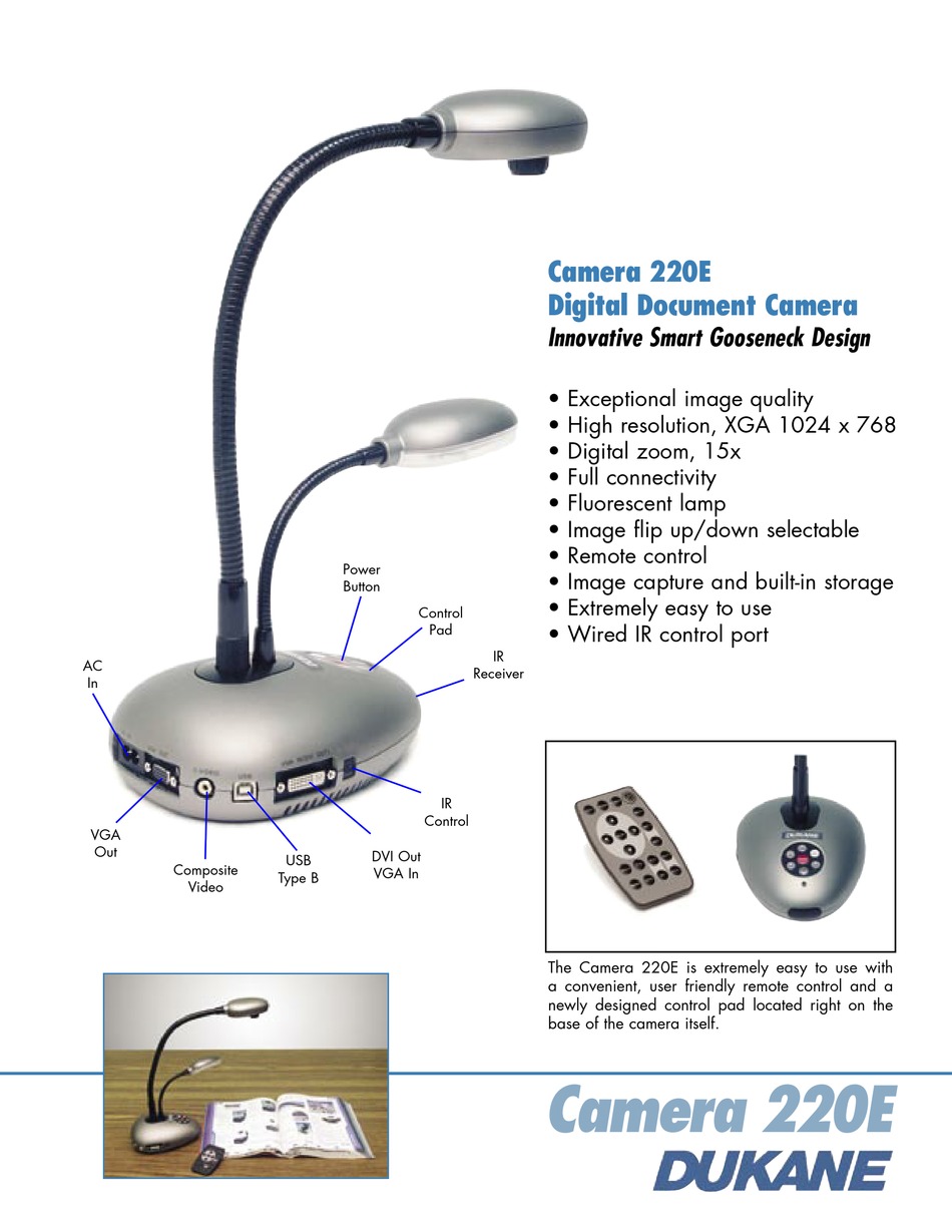 DUKANE 220E DOCUMENT CAMERA SPECIFICATION SHEET ManualsLib