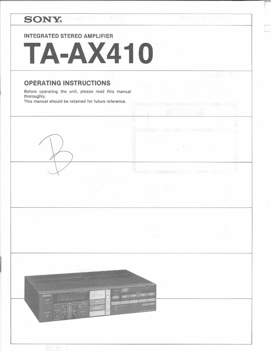 SONY TA-AX410 AMPLIFIER OPERATING INSTRUCTIONS MANUAL | ManualsLib