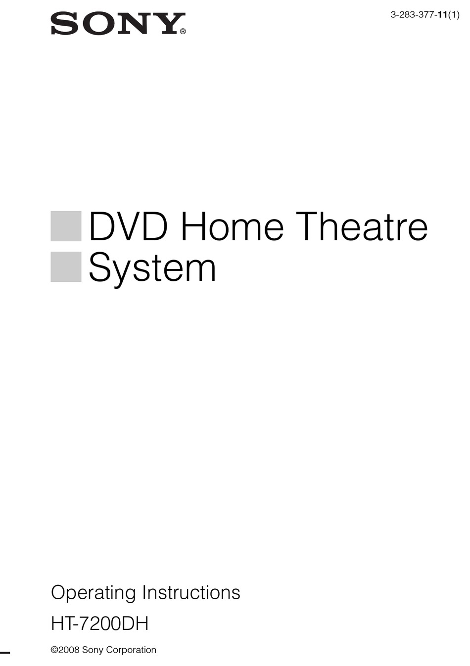 SONY HT7200DH HOME THEATER SYSTEM OPERATING INSTRUCTIONS MANUAL